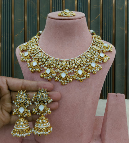 White Kundan necklace Set/ kundan Indian jewellery kundan Awari sets