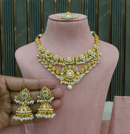 White Kundan necklace Set/ kundan Indian jewellery kundan Dony sets