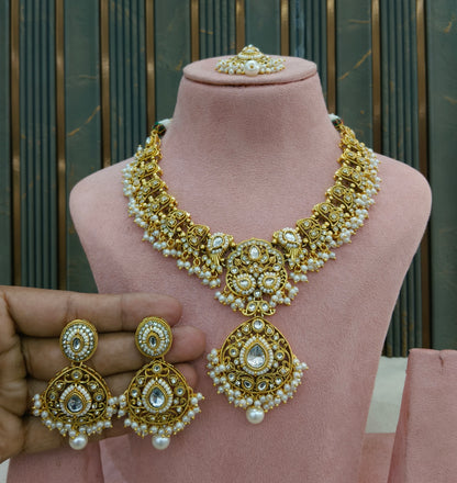 White Kundan necklace Set/ kundan Indian jewellery kundan Dazy sets