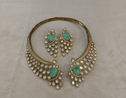 Mint Moissanite Kundan Necklace Jewellery Ruth Set