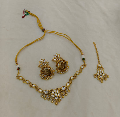 Gold Polki Kundan necklace Set/ Gold kundan Indian jewelry kundan Joda sets
