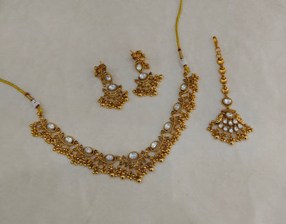 Gold Polki Kundan necklace Set/ Gold kundan Indian jewelry kundan Joda sets
