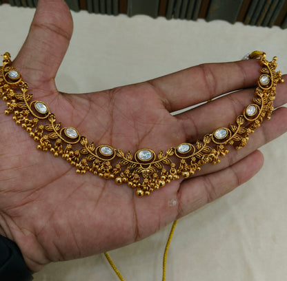 Gold Polki Kundan necklace Set/ Gold kundan Indian jewelry kundan Joda sets