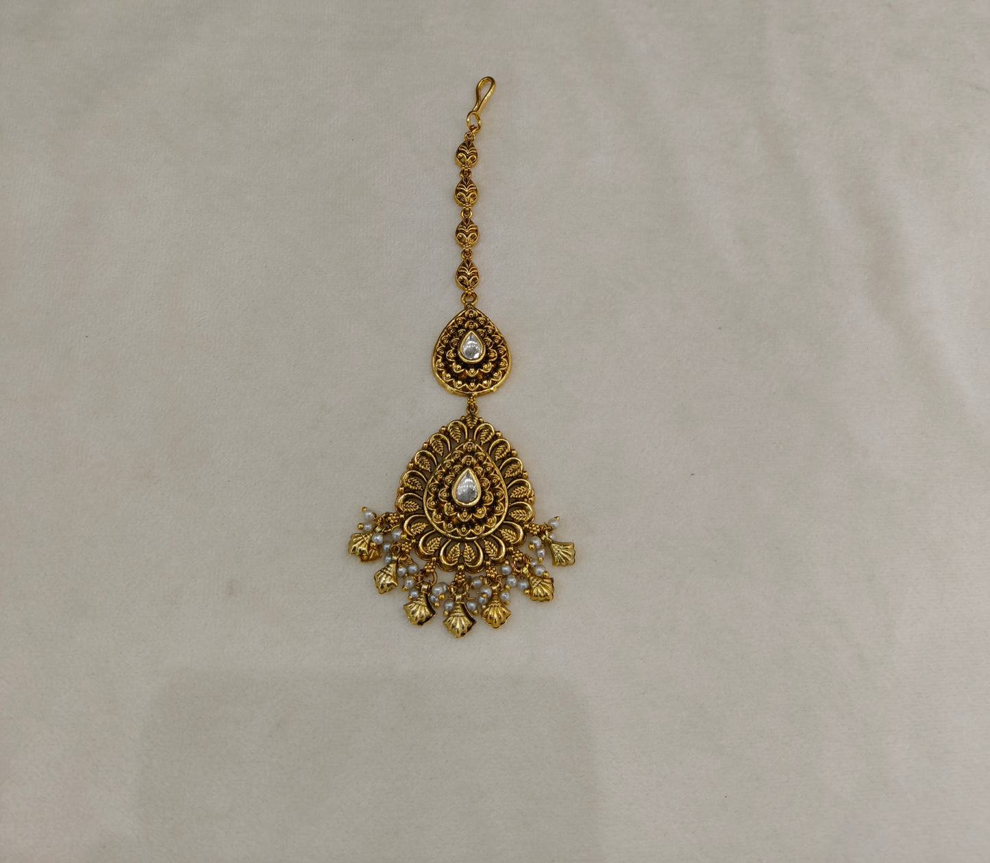 Gold Polki Tikka Jewellery  Headpiece Set