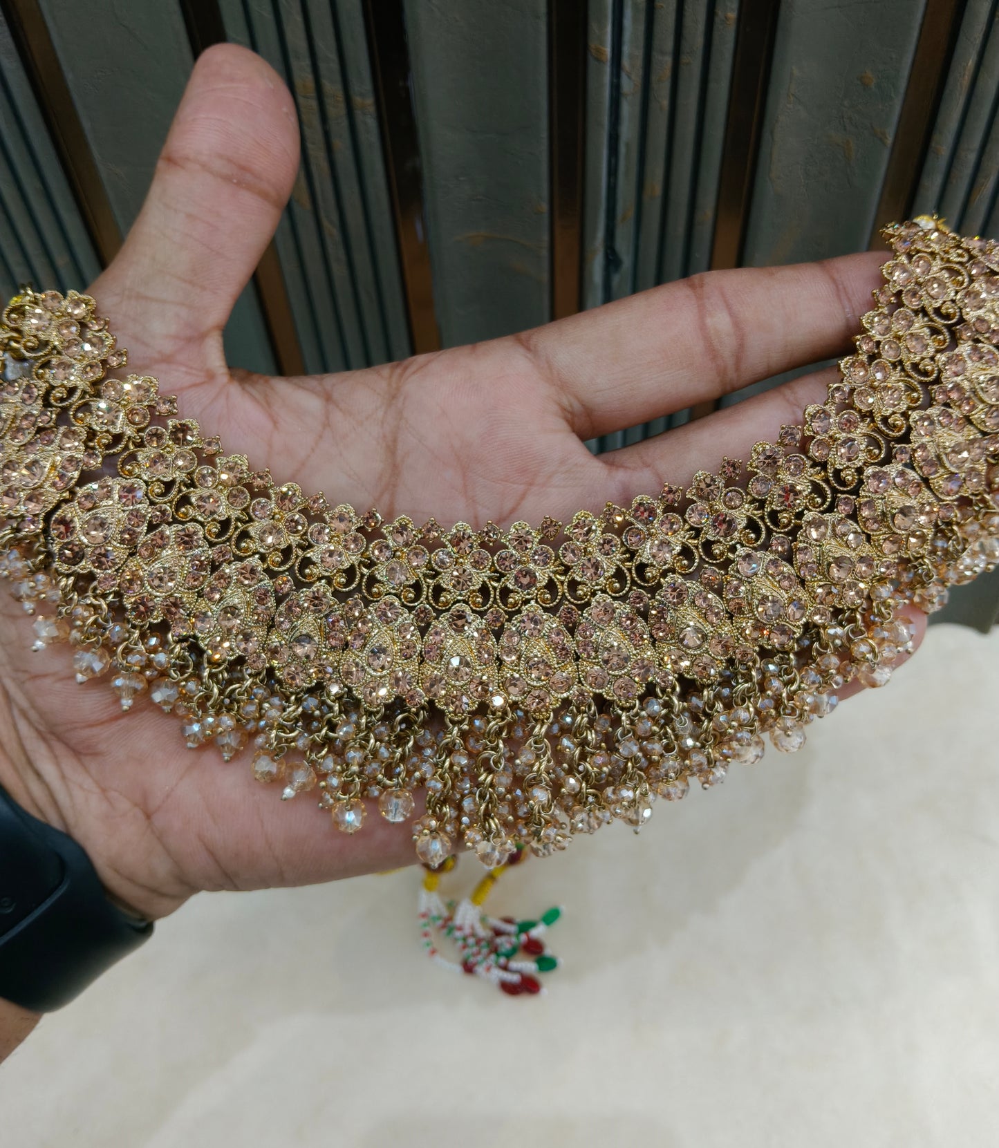 Antique Crystal Necklace Indian Jewellery Shallu Set