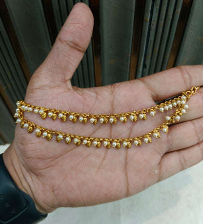 White Gold polki Indian sahare earchains