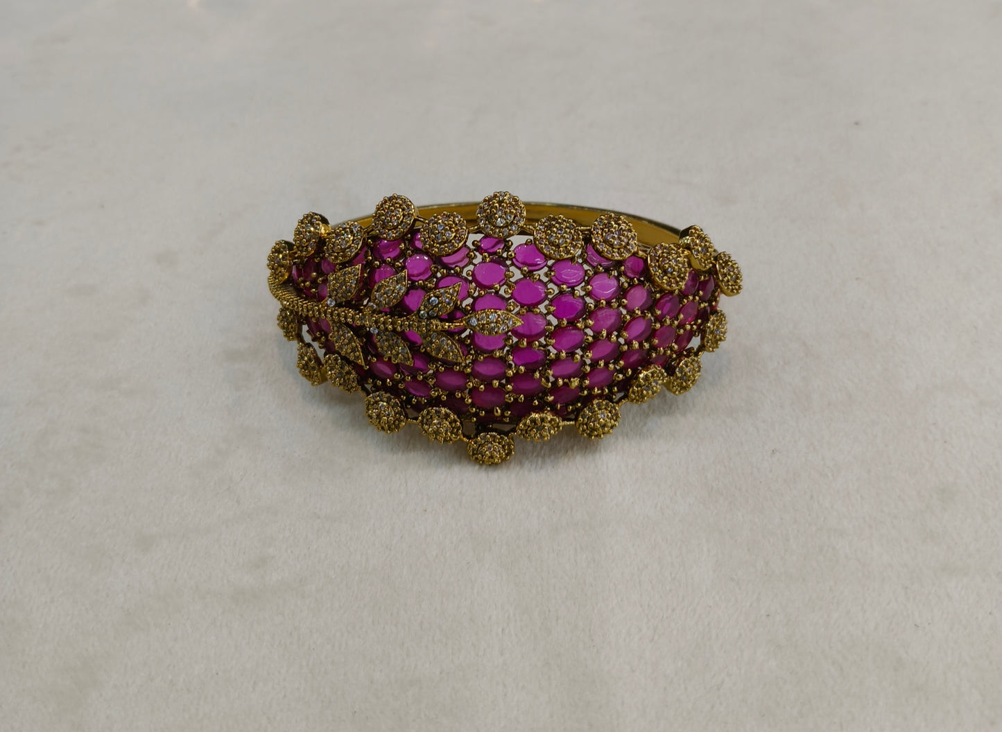 Antique Ruby AD Moissnaite Kundan Hand Bracelets Junia Jewellery
