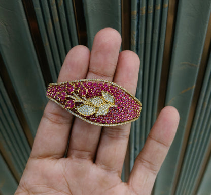 Antique Ruby AD Moissnaite Kundan Hand Bracelets Junia Jewellery