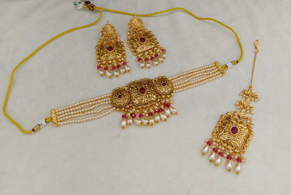 Gold Ruby Polki Choker Jewellery Mngu Set