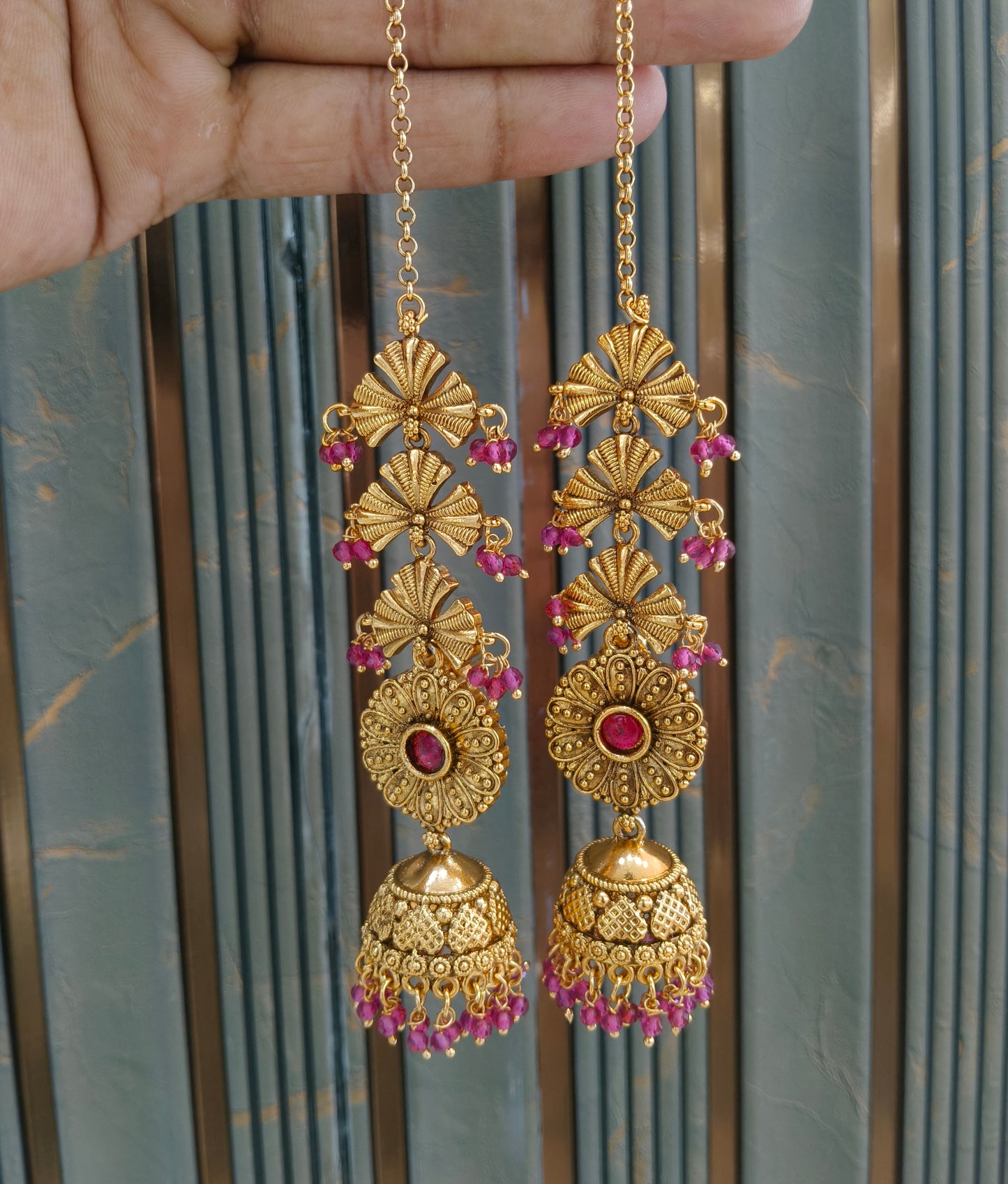 Gold Ruby Polki Yaad Earrings