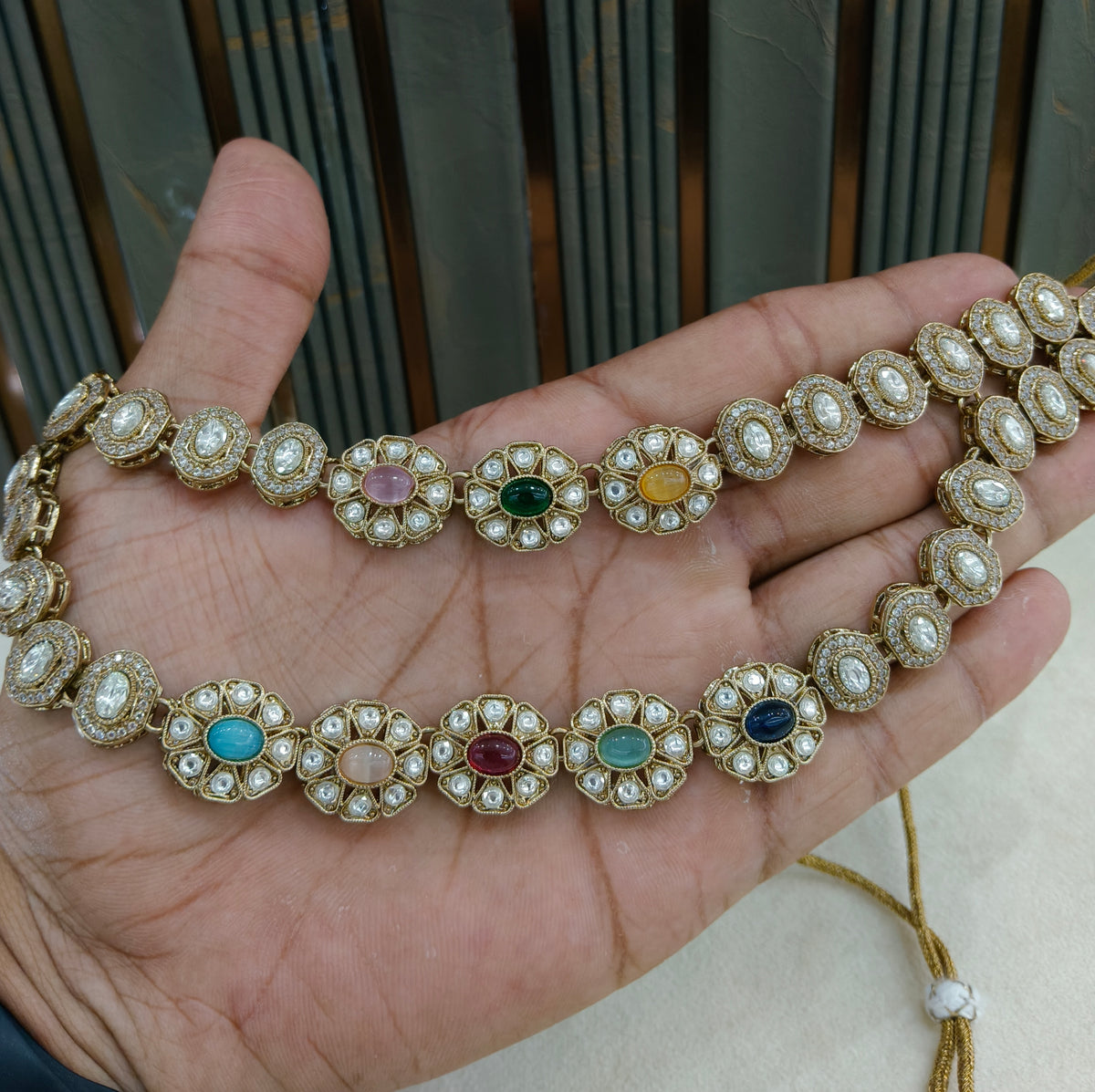 Multicolor Moissanite Kundan Necklace Jewellery Ronit  layered Set