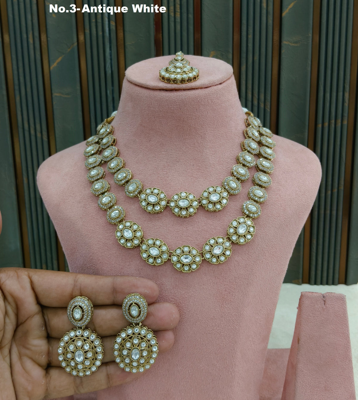 Antique Moissanite Kundan Necklace Jewellery layered Ronit  Set