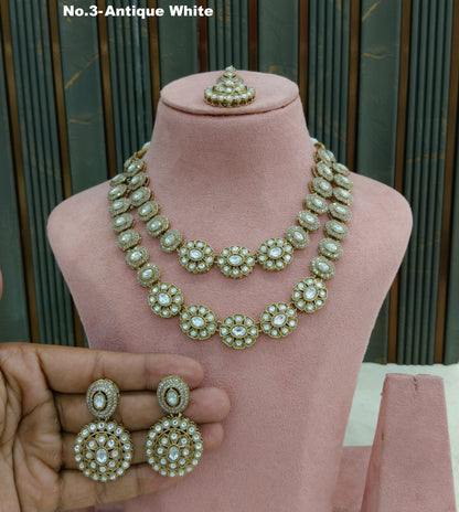 Antique Moissanite Kundan Necklace Jewellery layered Ronit  Set