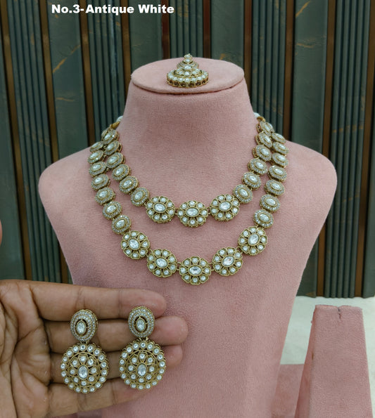 Antique Moissanite Kundan Necklace Jewellery layered Ronit  Set