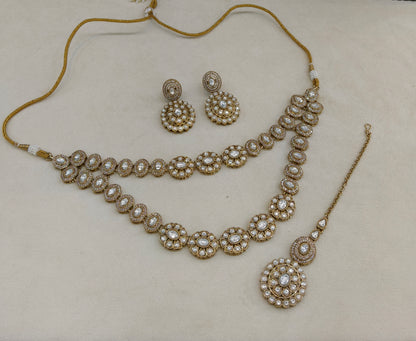 Antique Moissanite Kundan Necklace Jewellery layered Ronit  Set