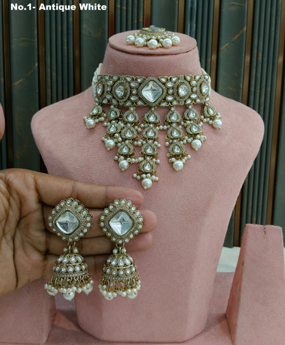 Antique White Kundan choker Anita Set