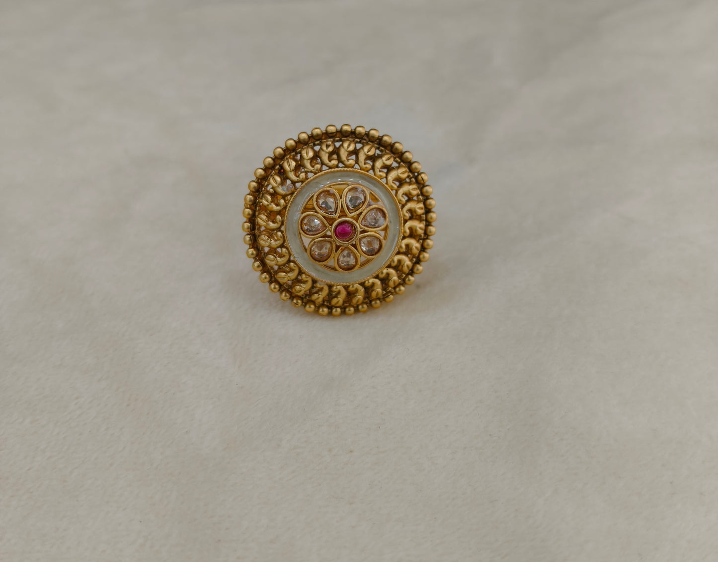 Gold Ruby Cocktail Indian Finger Chober Rings