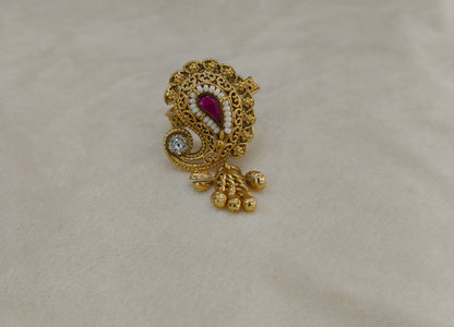 Gold Ruby Cocktail Indian Finger Chober Rings