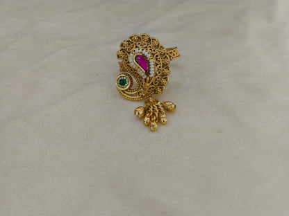 Gold Ruby Green Cocktail Indian Finger Chober Rings