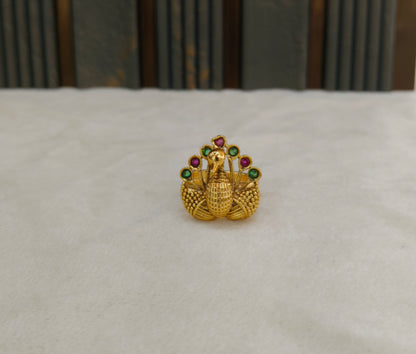 Gold Ruby Green Cocktail Indian Finger Chober Rings