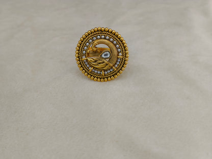 Gold White Cocktail Indian Finger Chober Rings