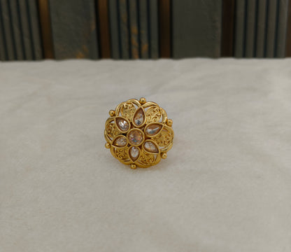 Gold White Cocktail Indian Finger Chober Rings