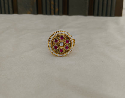 Gold Ruby Cocktail Indian Finger Chober Rings