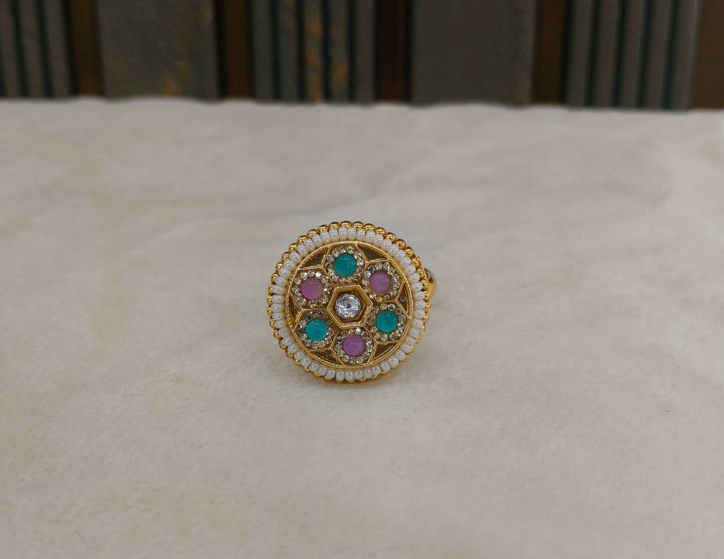 Gold Mint Pink Cocktail Indian Finger Chober Rings