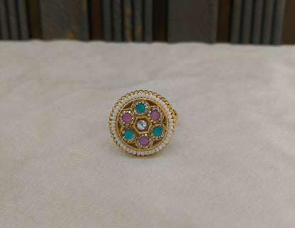 Gold Mint Pink Cocktail Indian Finger Chober Rings