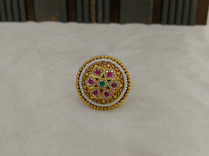 Gold Ruby Green Cocktail Indian Finger Chober Rings