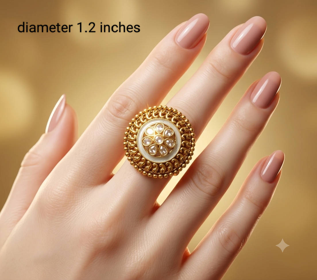 Gold Ruby Cocktail Indian Finger Chober Rings