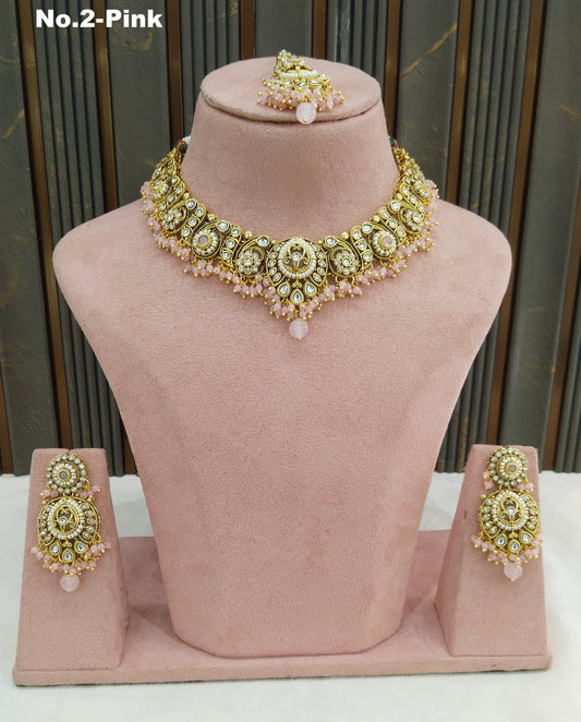 Pink Kundan necklace Set/ Indian jewellery kundan Gitu sets