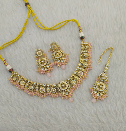 Pink Kundan necklace Set/ Indian jewellery kundan Gitu sets