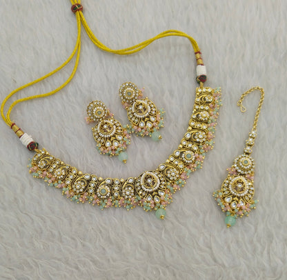 Mint Pink Kundan necklace Set/ Indian jewellery kundan Gitu sets