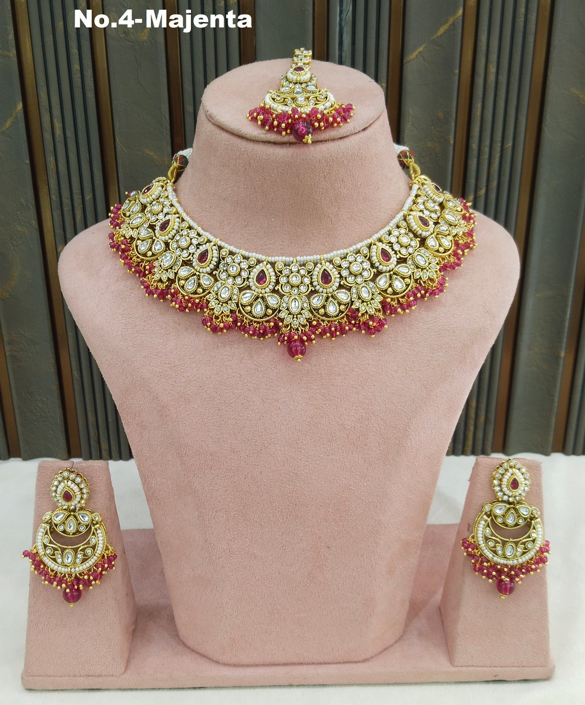 Majenta Kundan necklace Set/ Indian jewellery kundan Zori sets