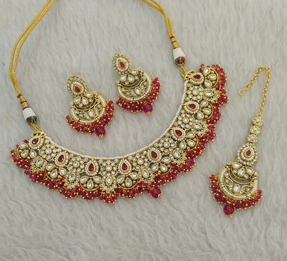 Majenta Kundan necklace Set/ Indian jewellery kundan Zori sets