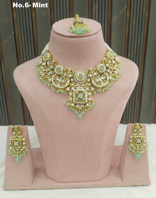 Mint Kundan necklace Set/ Indian jewellery kundan Giri sets