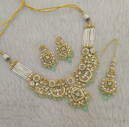 Mint Kundan necklace Set/ Indian jewellery kundan Giri sets
