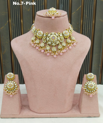 Pink Kundan Choker Indian jewellery Priyanka sets