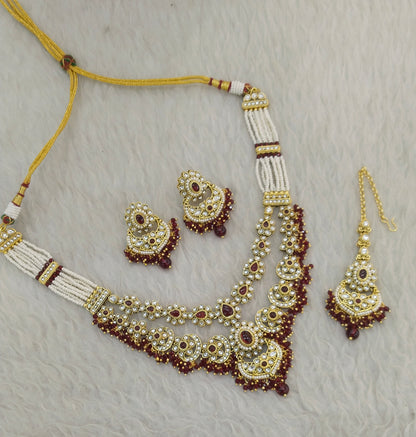 Maroon Kundan necklace Set/ Indian jewellery kundan Shreya sets