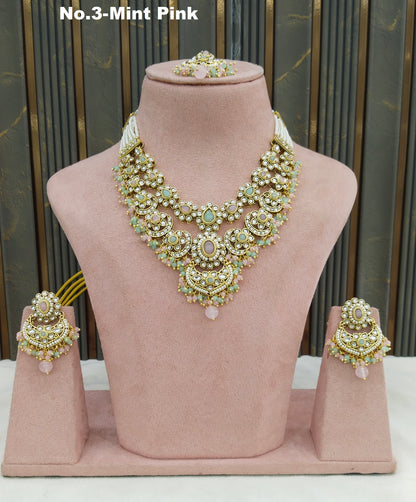 Mint Pink Kundan necklace Set/ Indian jewellery kundan Shreya sets
