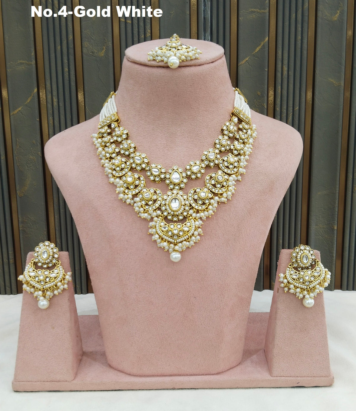 Gold White Kundan necklace Set/ Indian jewellery kundan Shreya sets