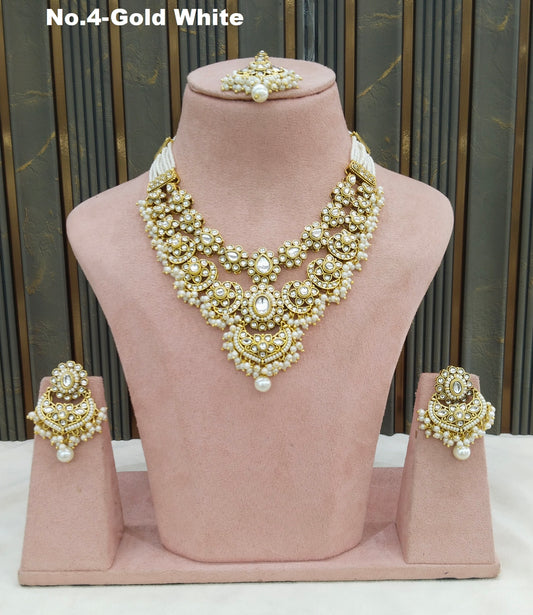 Gold White Kundan necklace Set/ Indian jewellery kundan Shreya sets