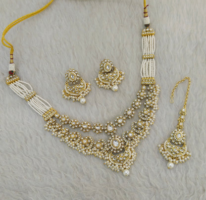 Gold White Kundan necklace Set/ Indian jewellery kundan Shreya sets