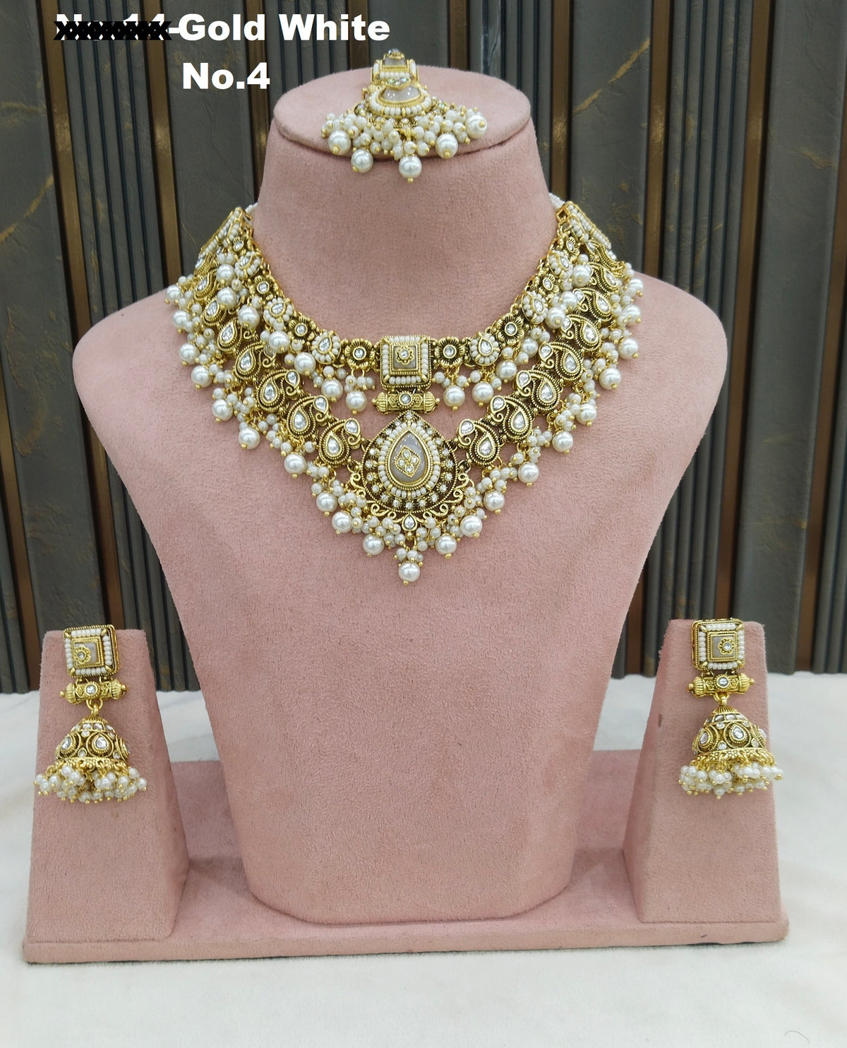 Gold White Kundan necklace Set/ Indian jewellery kundan Alone sets