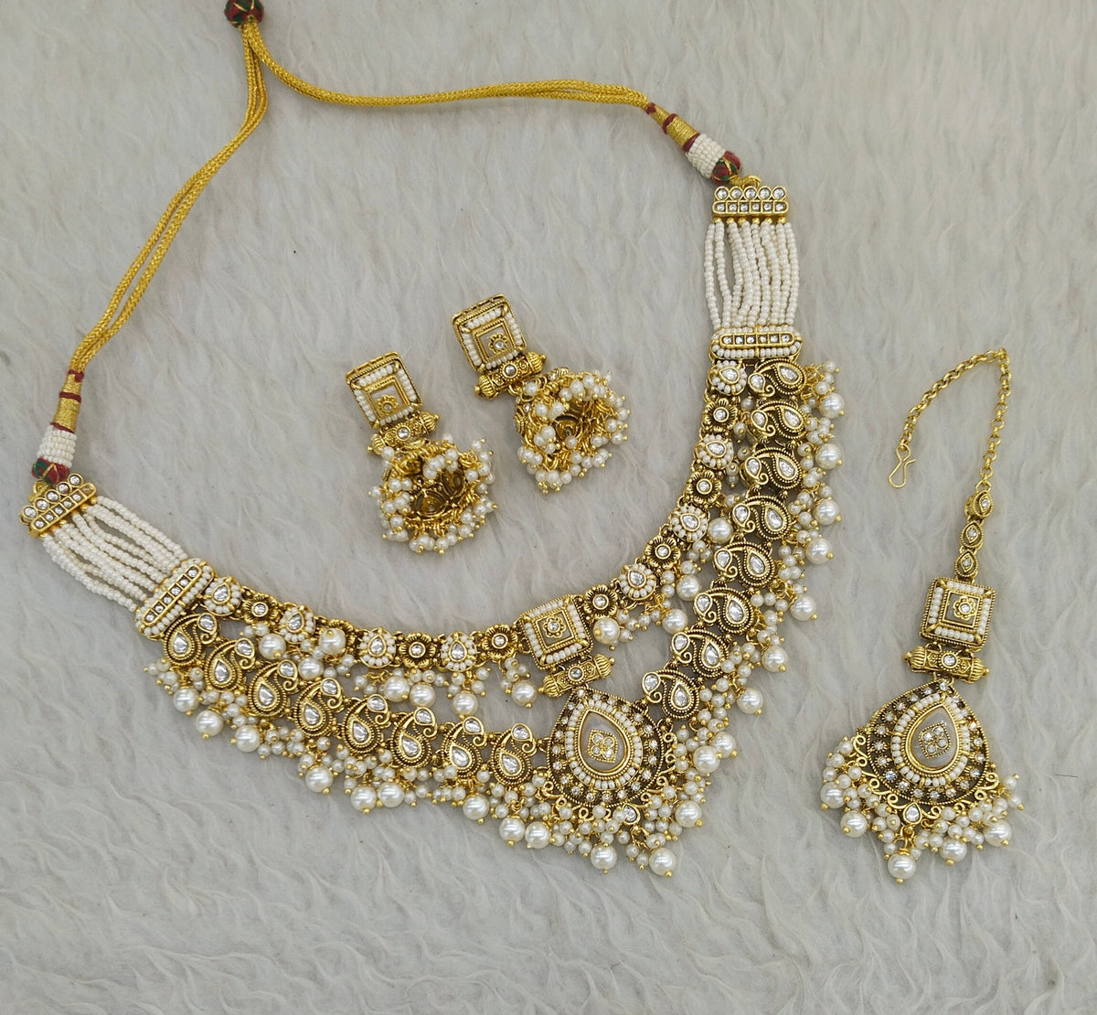 Gold White Kundan necklace Set/ Indian jewellery kundan Alone sets