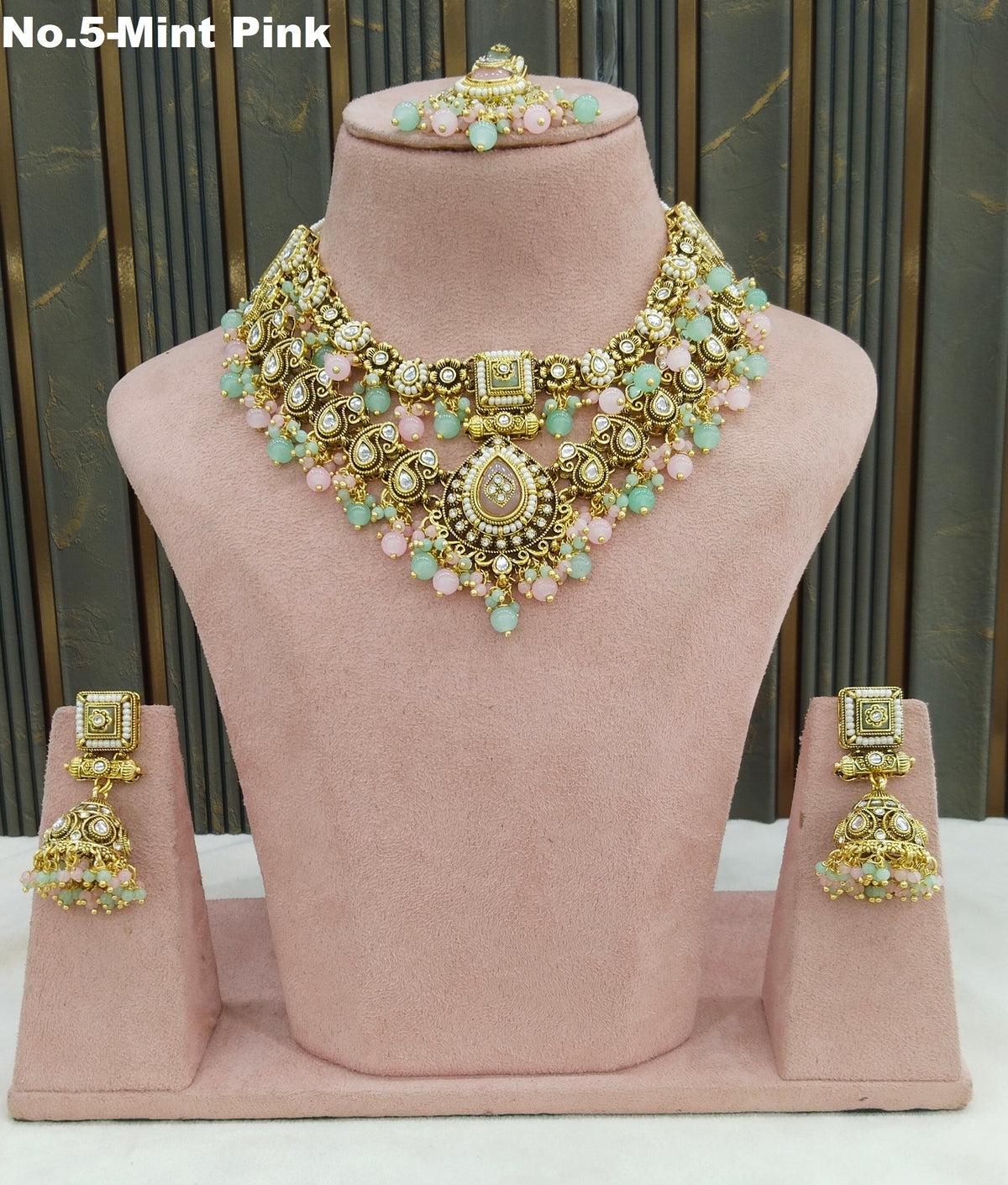 Mint Pink Kundan necklace Set/ Indian jewellery kundan Alone sets