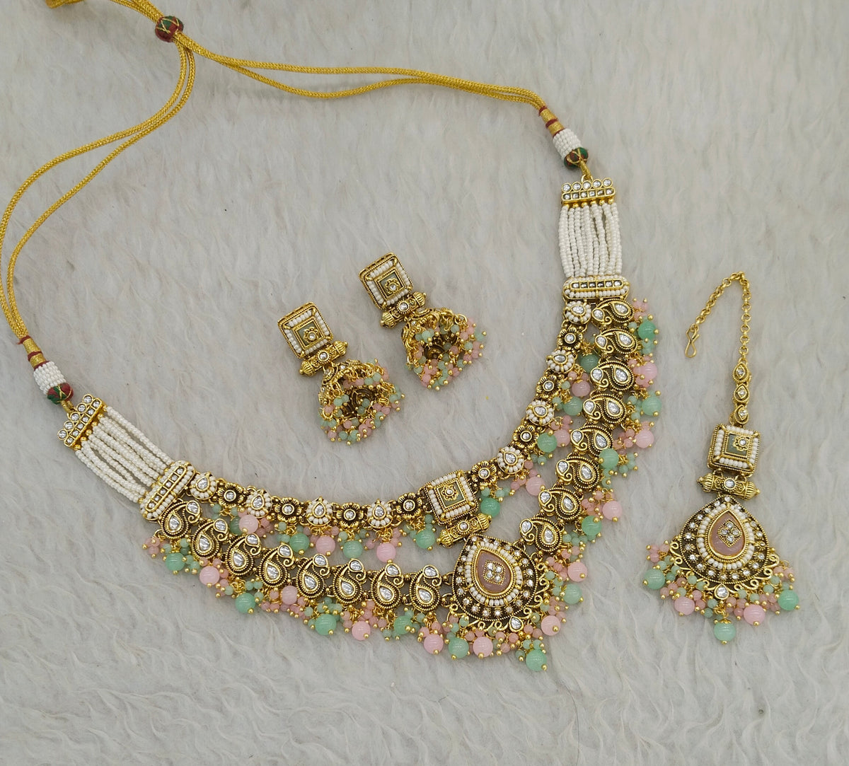 Mint Pink Kundan necklace Set/ Indian jewellery kundan Alone sets