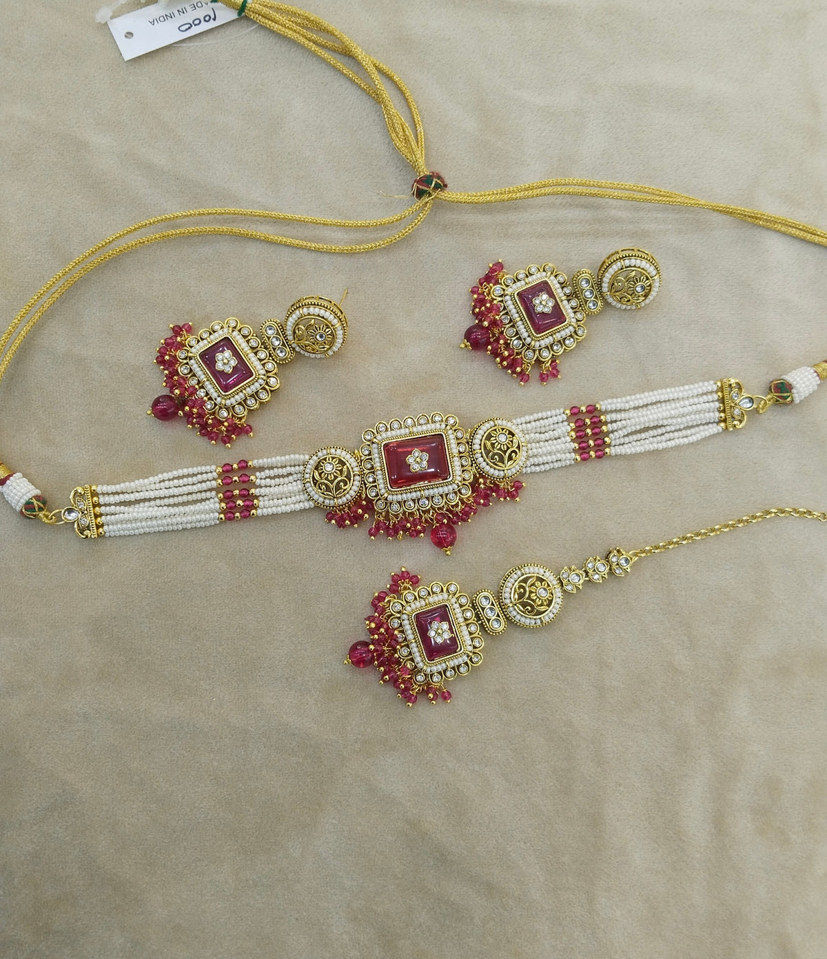 Majenta Kundan choker Set/ kundan choker Kundan Rimi Set