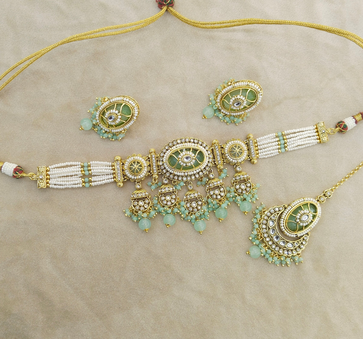 Mint Kundan choker Set/ kundan choker Kundan Switi Set